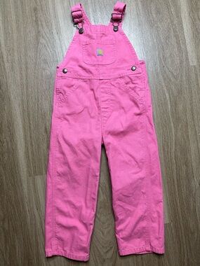 Carhartt Kids Pink Bib Overalls 4T Toddler Cotton Workwear Adjustable Straps